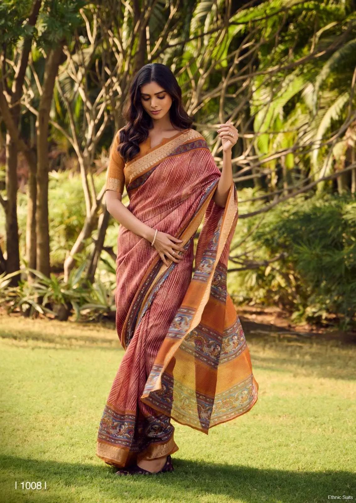 Soft Cotton Printed Saree With Jari Border - Image 13