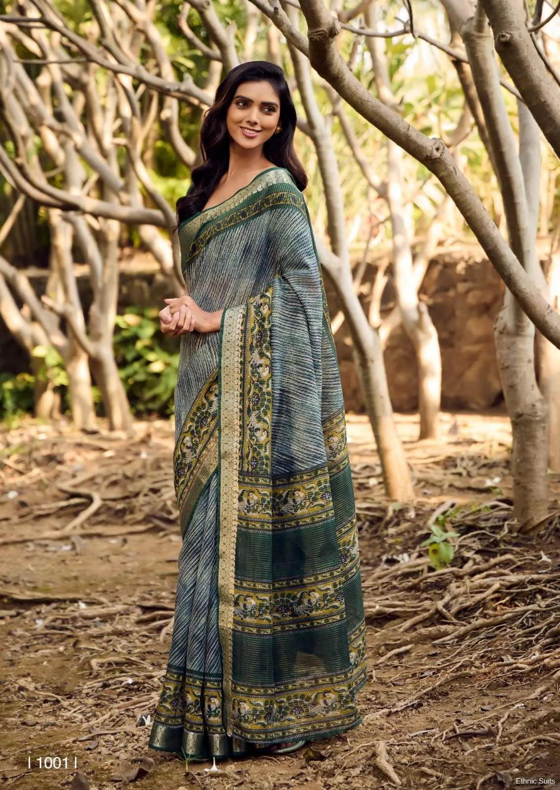 Soft Cotton Printed Saree With Jari Border - Image 8
