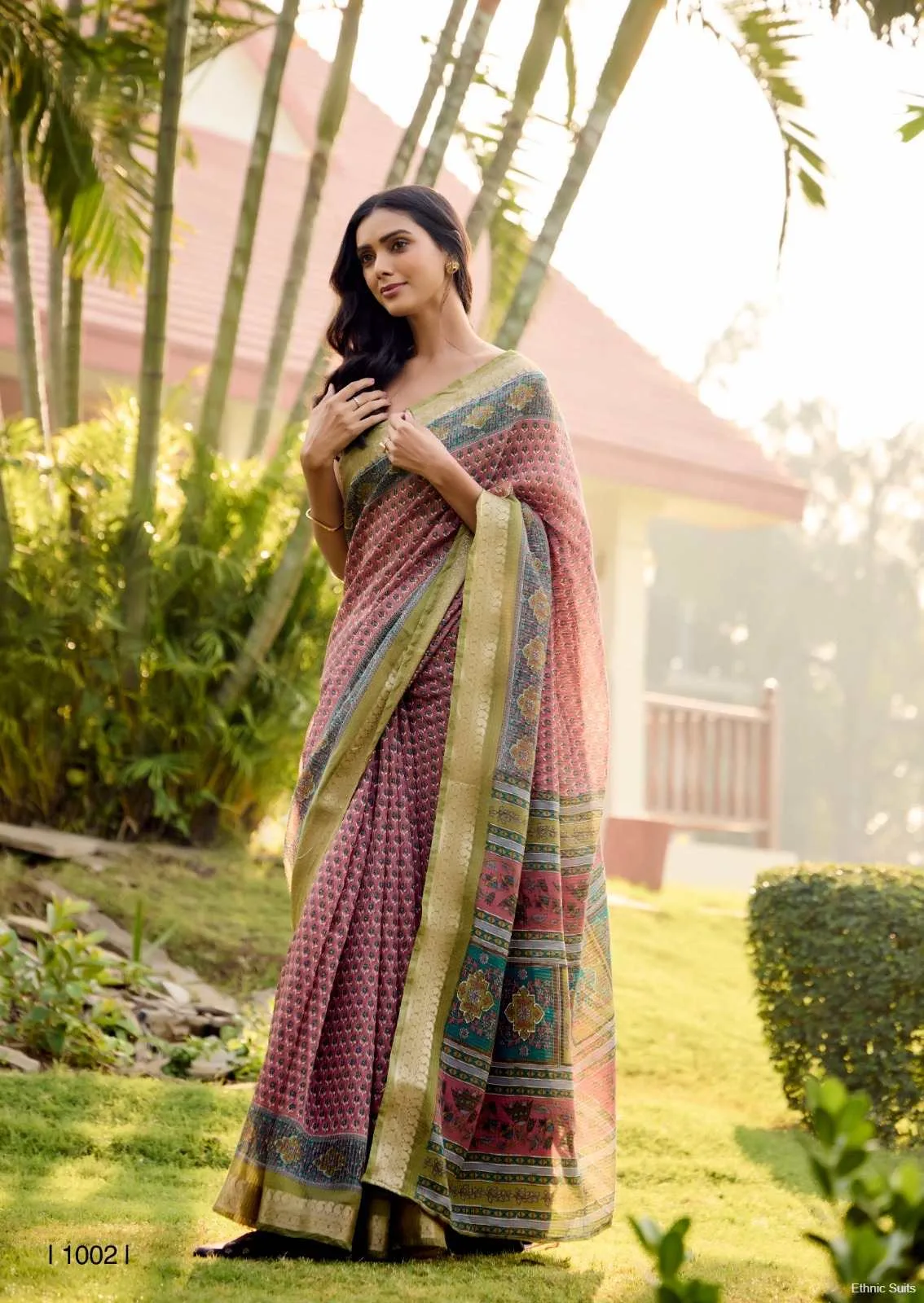 Soft Cotton Printed Saree With Jari Border - Image 9