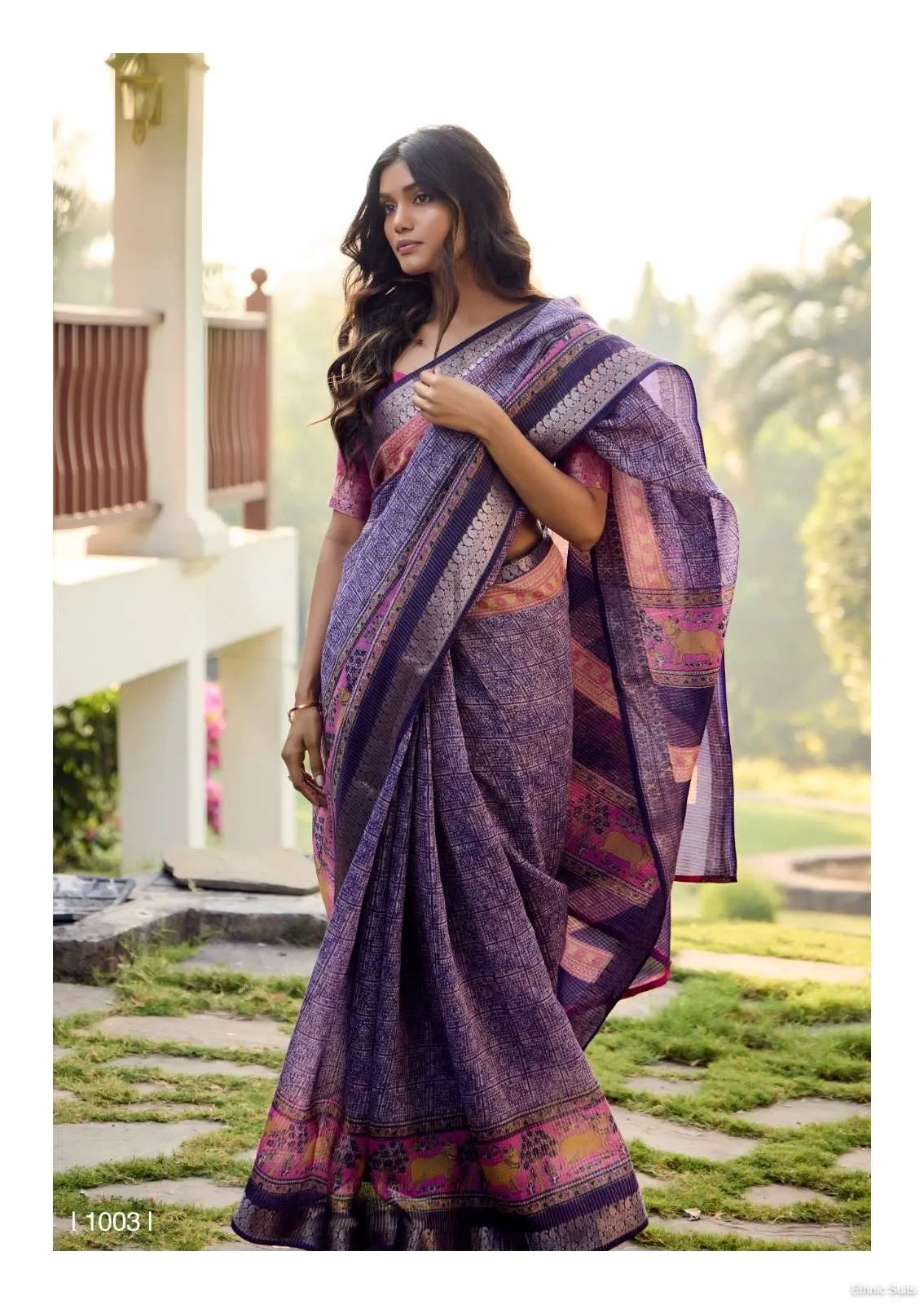 Soft Cotton Printed Saree With Jari Border - Image 10