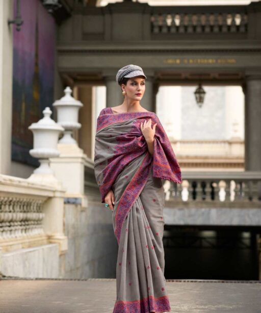 Soft Linen Cotton Saree With Minakari Weaving