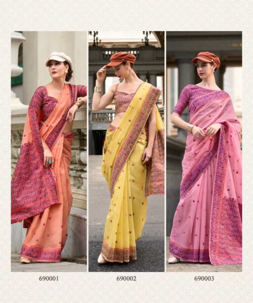 Soft Linen Cotton Saree With Minakari Weaving
