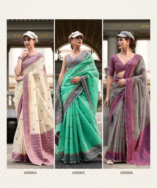 Soft Linen Cotton Saree With Minakari Weaving