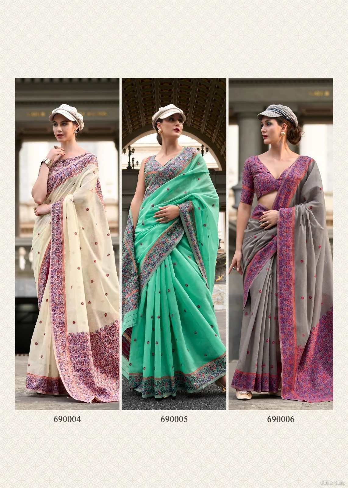 Soft Linen Cotton Saree With Minakari Weaving