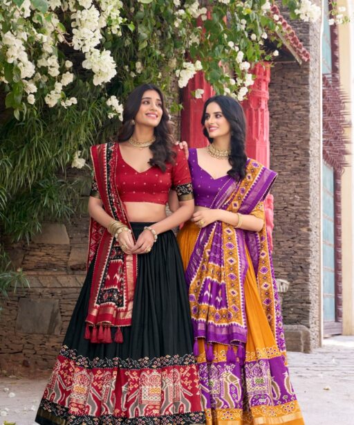 The Designer Patola Chaniya Choli is a timeless masterpiece that blends traditional craftsmanship