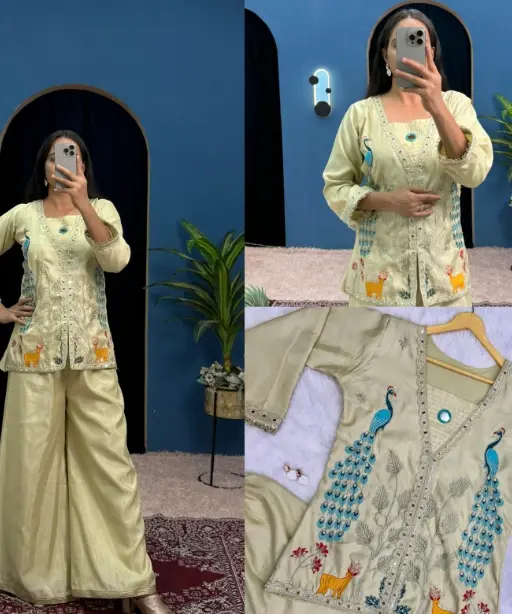 Trending Co-ord set With Peacock Embroidery