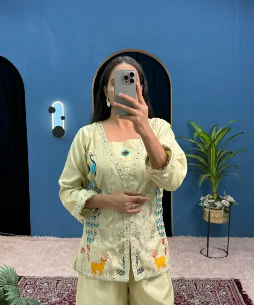 Trending Co-ord set With Peacock Embroidery