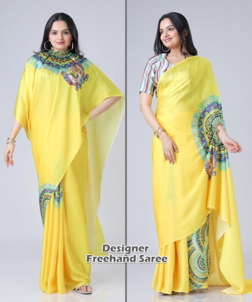 Hand Free Saree Haldi Attire