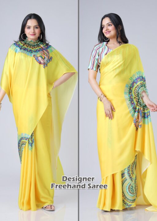 Hand Free Saree Haldi Attire