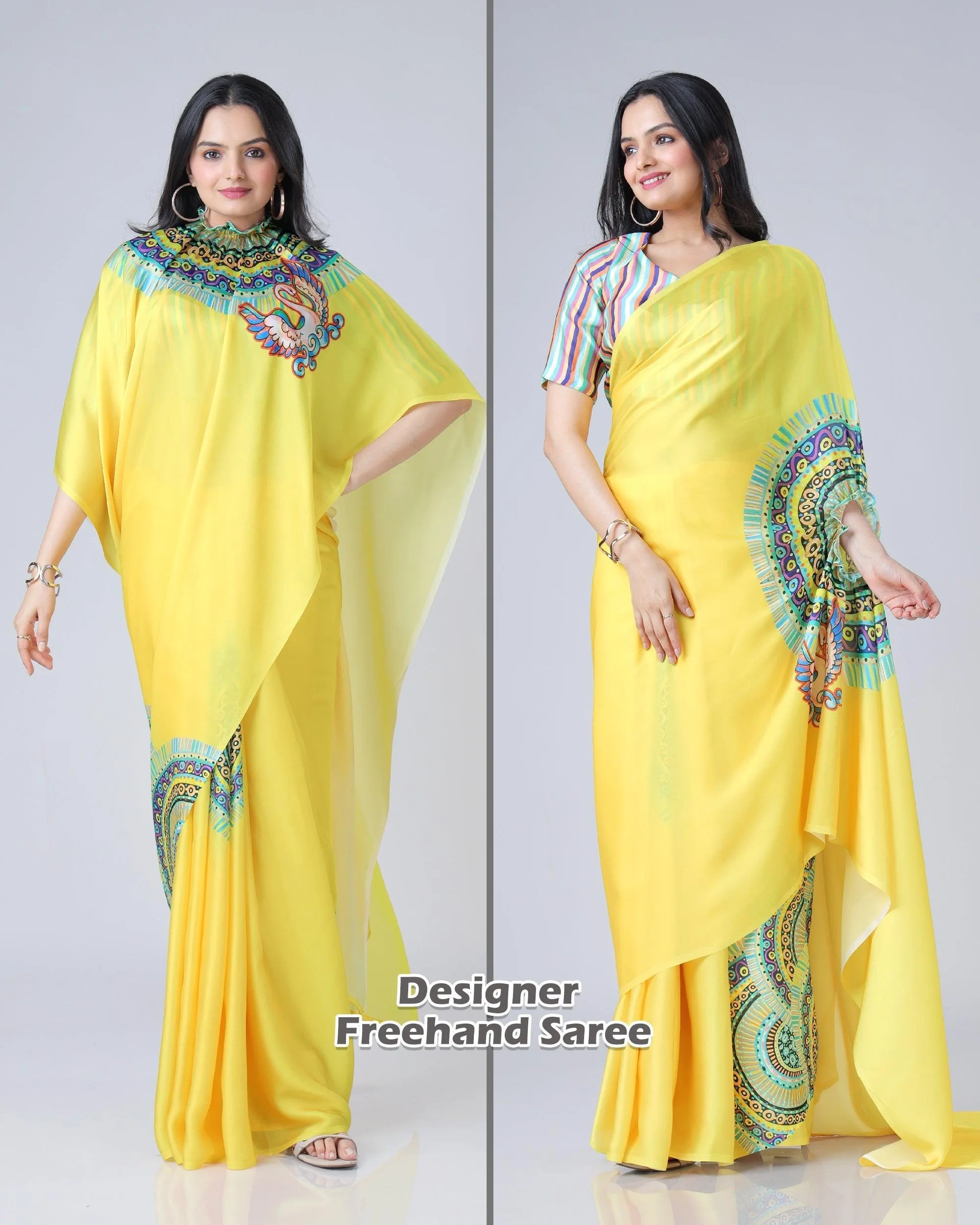Hand Free Saree Haldi Attire