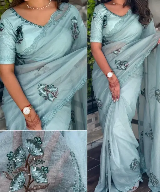 Beautiful Pastel Color Saree with Cut Work Border