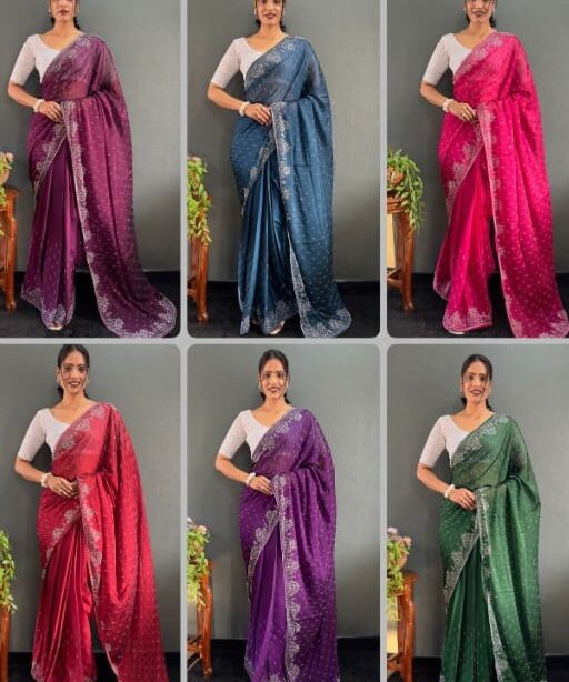 Buy Diamond Hotfix Rangoli Silk Saree