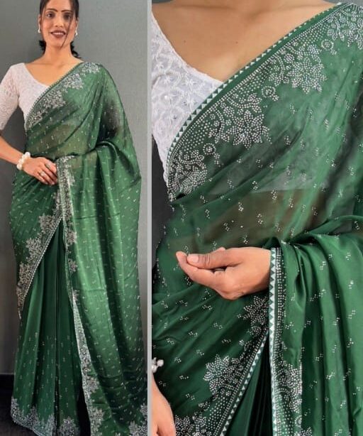 Buy Diamond Hotfix Rangoli Silk Saree