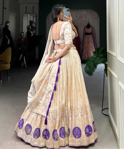 Cream Handwork Lehenga in Shimmer Fabric Bridal & Wedding Collection