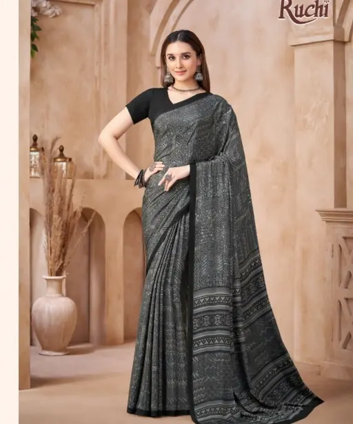Daily Wear Printed Crepe Saree