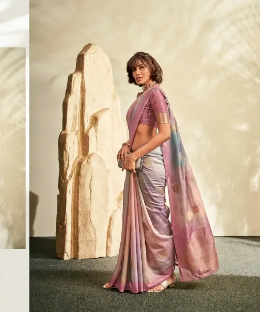 Designer Handloom Silk Sarees With Leaves Weaving