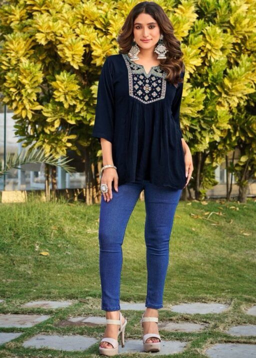 Elegant Short Tops with Embroidery