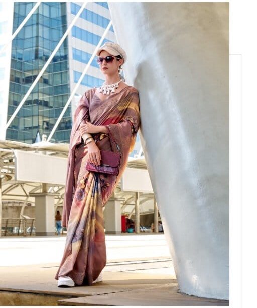 Exclusive Handloom Saree with Flower Print And Cow Weaving