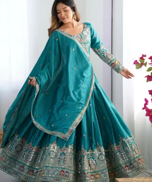 Fancy Wedding Lehenga with Multi-Color Embroidery