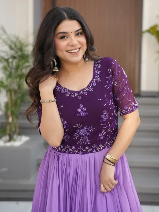 Festive Wear Beads Embroidery Gown for Girls - Image 2