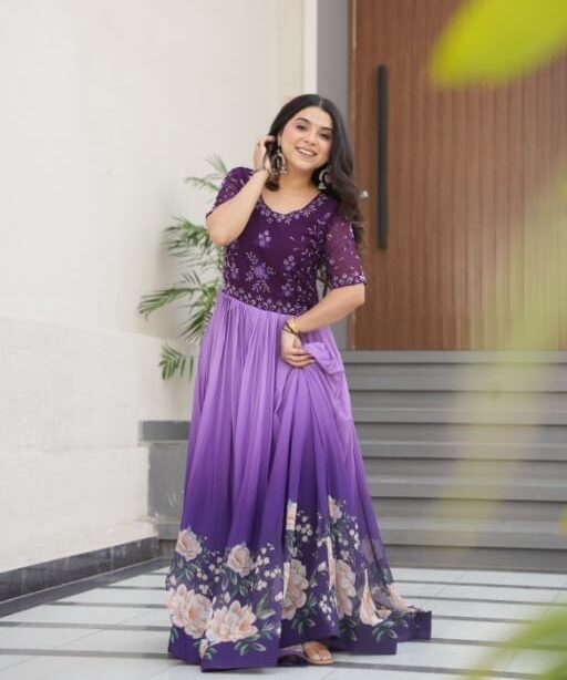 Festive Wear Beads Embroidery Gown for Girls