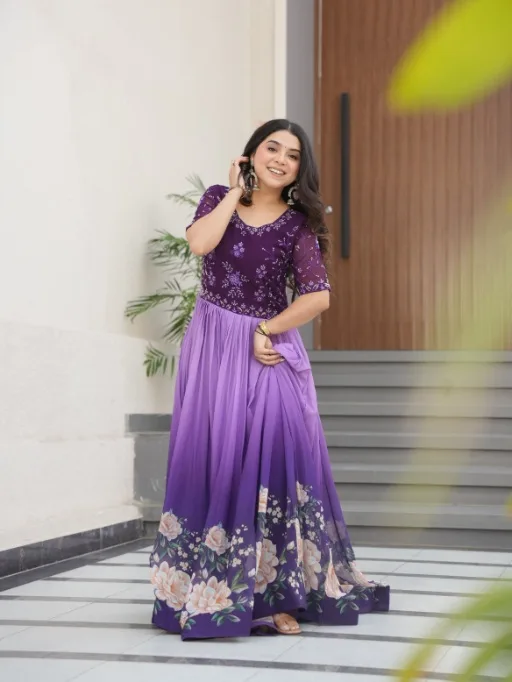 Festive Wear Beads Embroidery Gown for Girls