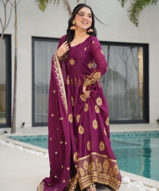 Festive Wear Readymade Georgette Gown Design 2025