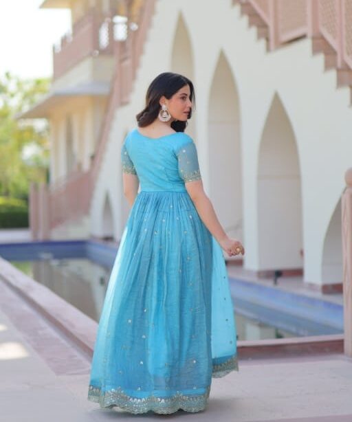 Functional Wear Readymade Sky Blue Gown