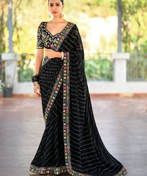 Pastel Color Saree with Multi-Color Embroidery Blouse