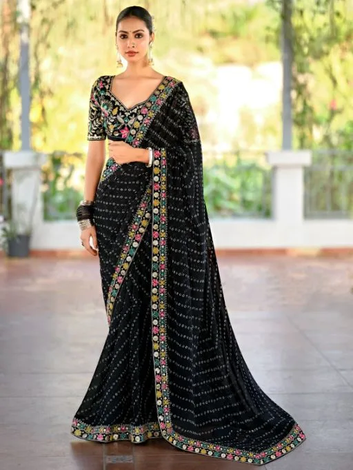 Pastel Color Saree with Multi-Color Embroidery Blouse