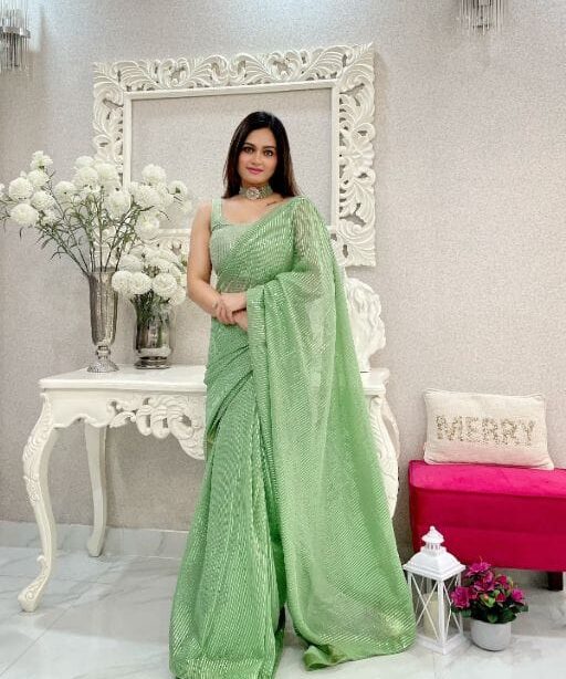 Premium Georgette Sarees with Sequin Work