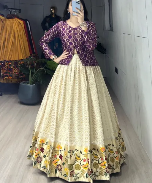 Royal Paithani Elegance – Silk Jacquard Ethnic Co Ord set (Lehenga & Koti Set)