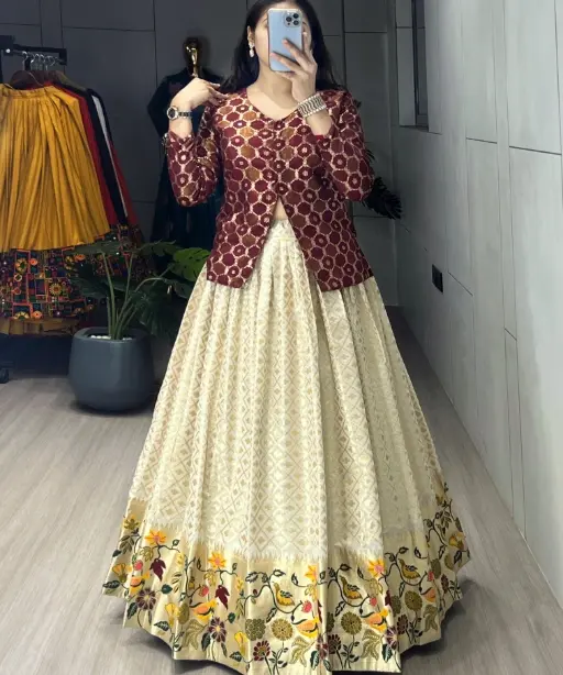 Royal Paithani Elegance – Silk Jacquard Ethnic Co Ord set (Lehenga & Koti Set)