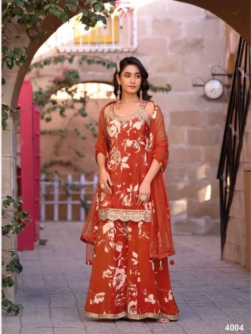 Sangeet Wear Palazzo Salwar Suit With Short Top