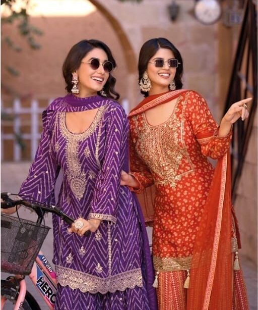 Sangeet Wear Palazzo Salwar Suit With Short Top