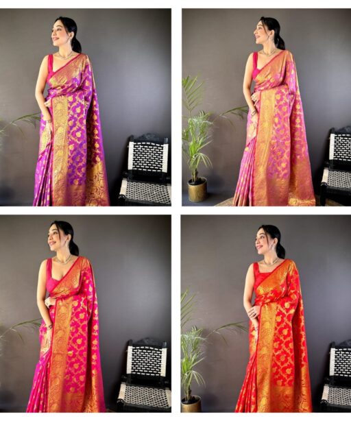 Soft Banarasi Silk Saree with Flower Weaves