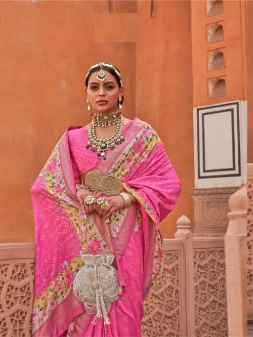 Traditional Silk Saree with Floral Print for Rich Look