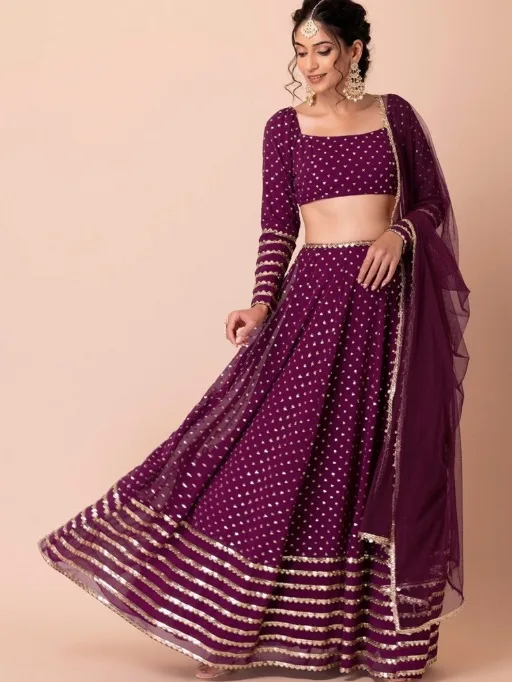 Rich Purple Sequence Work Lehenga Choli