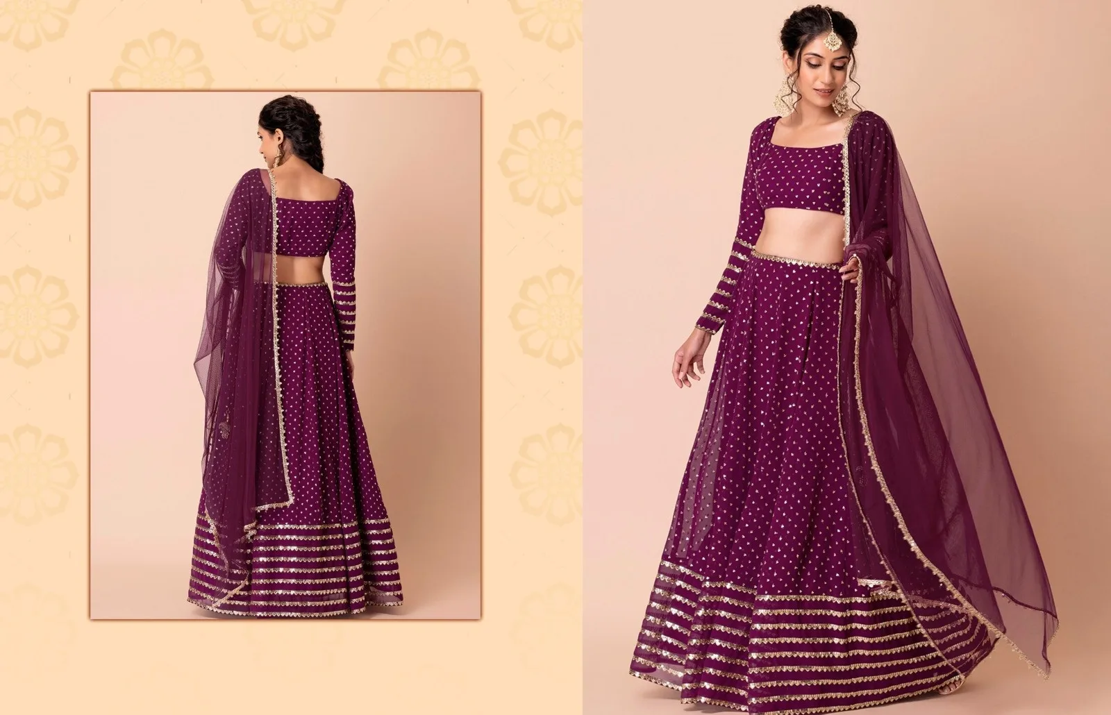 Trending Wine Color Brides Maid Lehenga Choli
