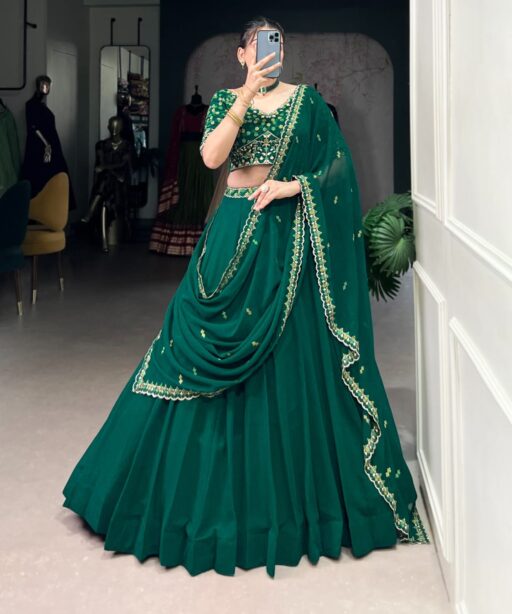 Designer Green Color Bridesmaid Lehenga Choli