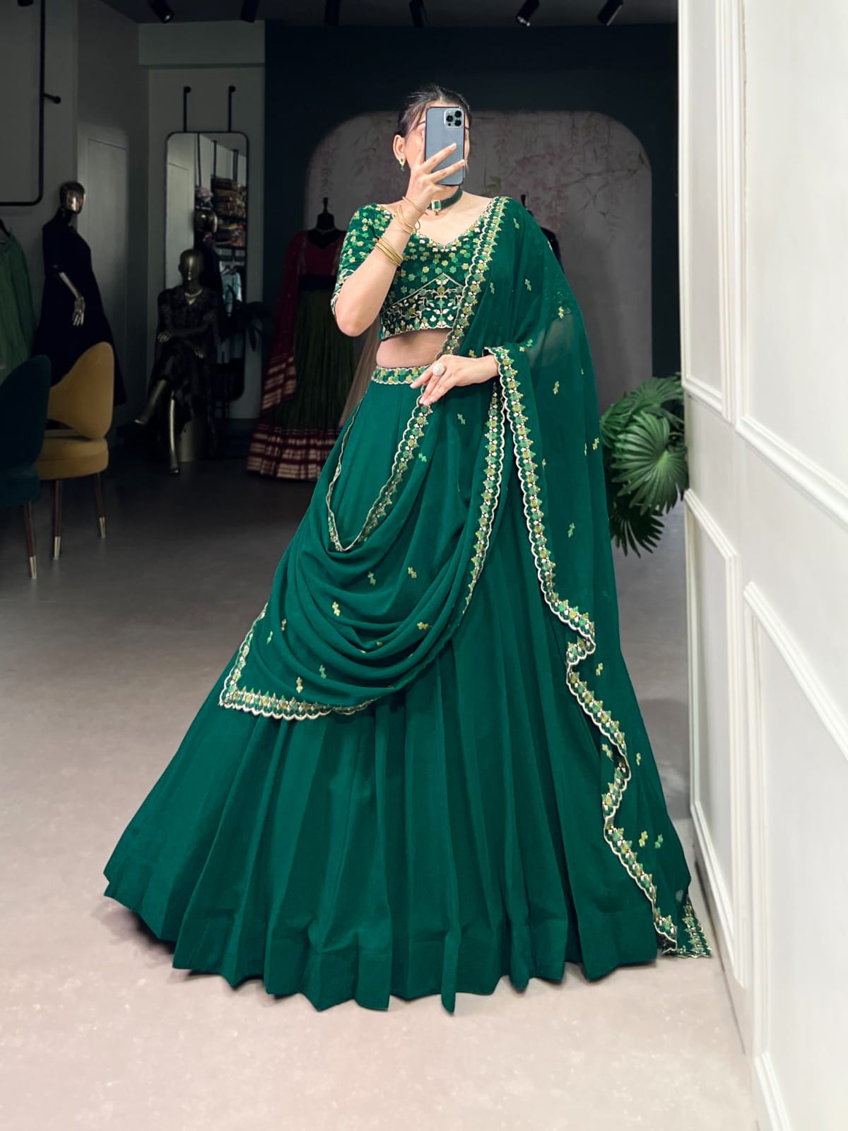 Designer Green Color Bridesmaid Lehenga Choli