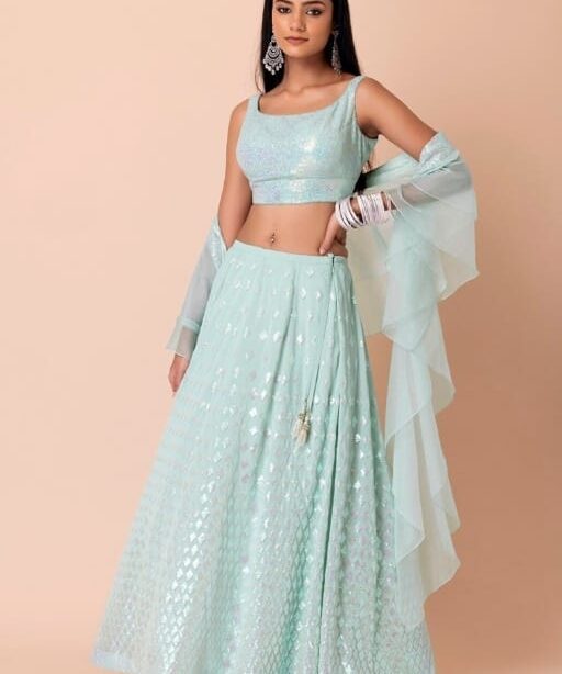 Women's Wear Sky Blue Lehenga Choli