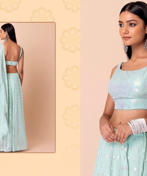 Women's Wear Sky Blue Lehenga Choli