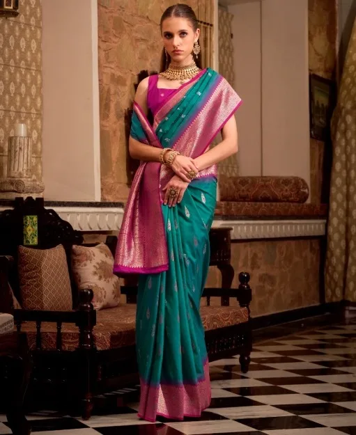 Festive Wear Soft Silk Saree With Heavy Weave Pallu
