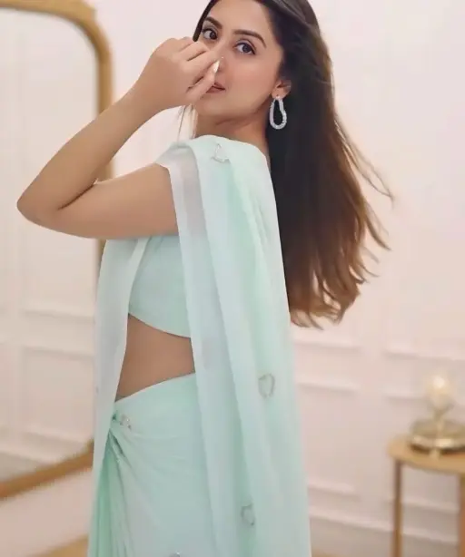 Bollywood Blue Saree with Heart Embroidery And readymade Blouse