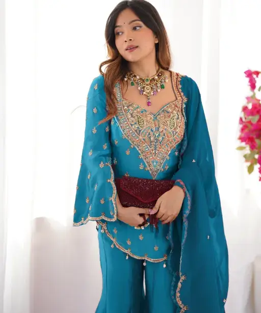 Bollywood Inspired Short Shirt and Plazzo Salwar