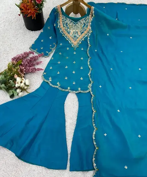 Bollywood Inspired Short Shirt and Plazzo Salwar