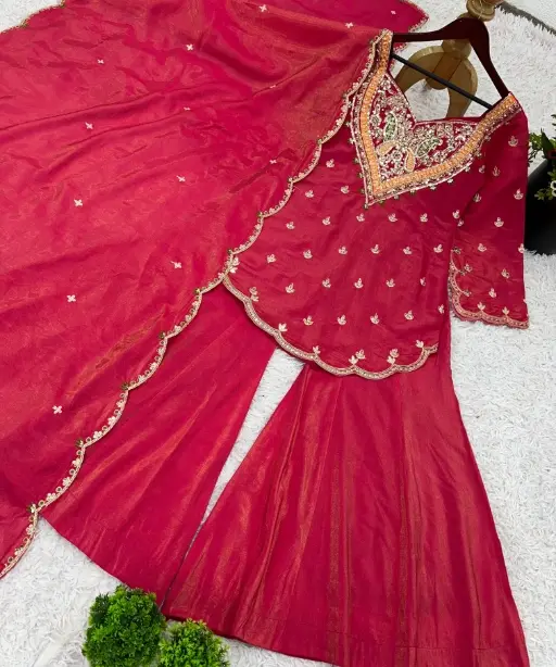 Bollywood Inspired Short Shirt and Plazzo Salwar