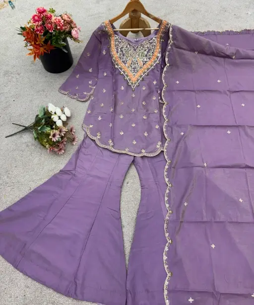 Bollywood Inspired Short Shirt and Plazzo Salwar