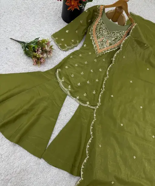 Bollywood Inspired Short Shirt and Plazzo Salwar